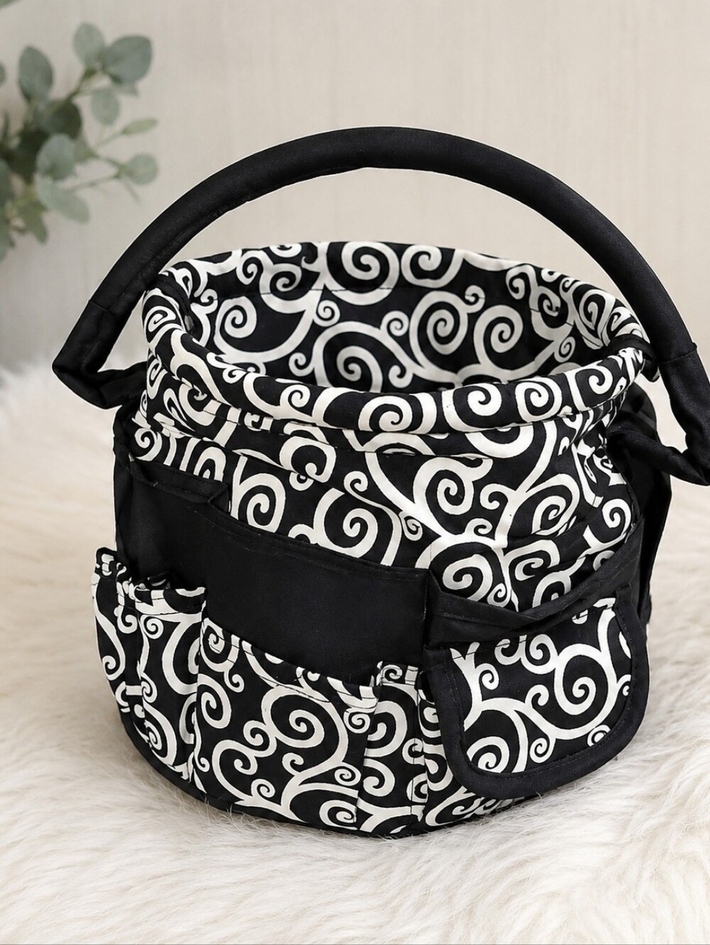 Black & White Swirl Cosmetic/Accesory Case with Top Handle